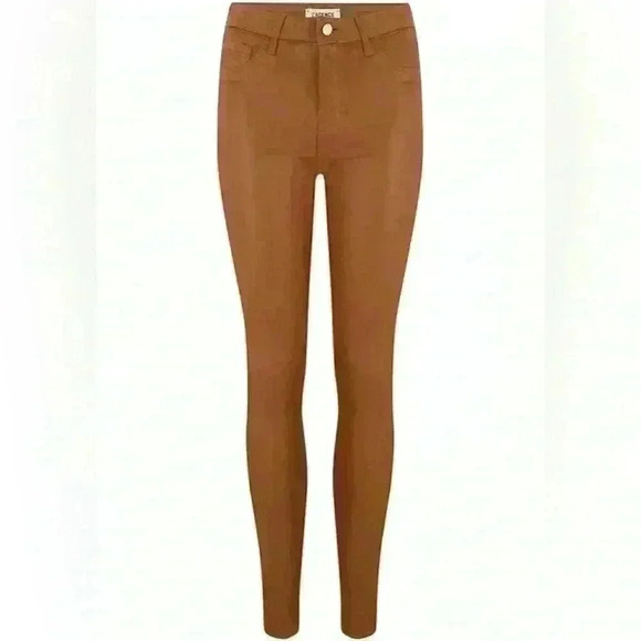 L'agence - Marguerite Coated High-Rise Skinny Jeans - Tan Sz 26 NWOT - Picture 1 of 15
